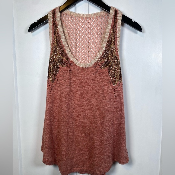 Miss Me | Embellished Rusty Pink knit Tank Top - Boho - medium - Picture 1 of 5